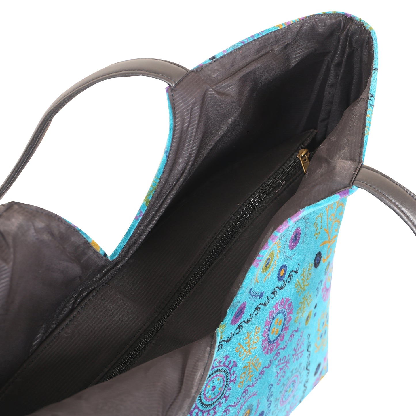 Sujaani V Cut Velvet Hand Bag-Teal (Sale)