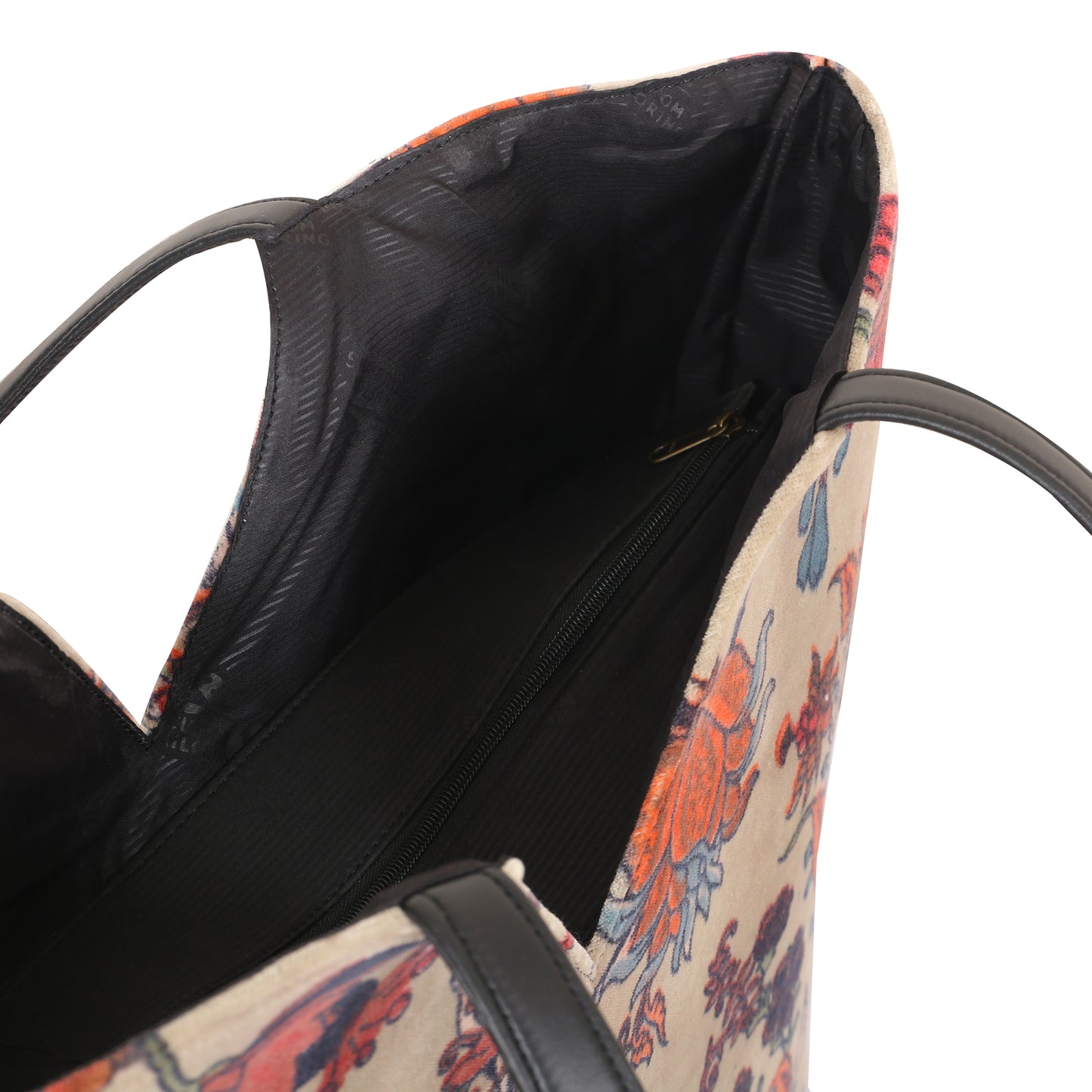 Tree of Life V Cut Velvet Hand Bag- Ivory