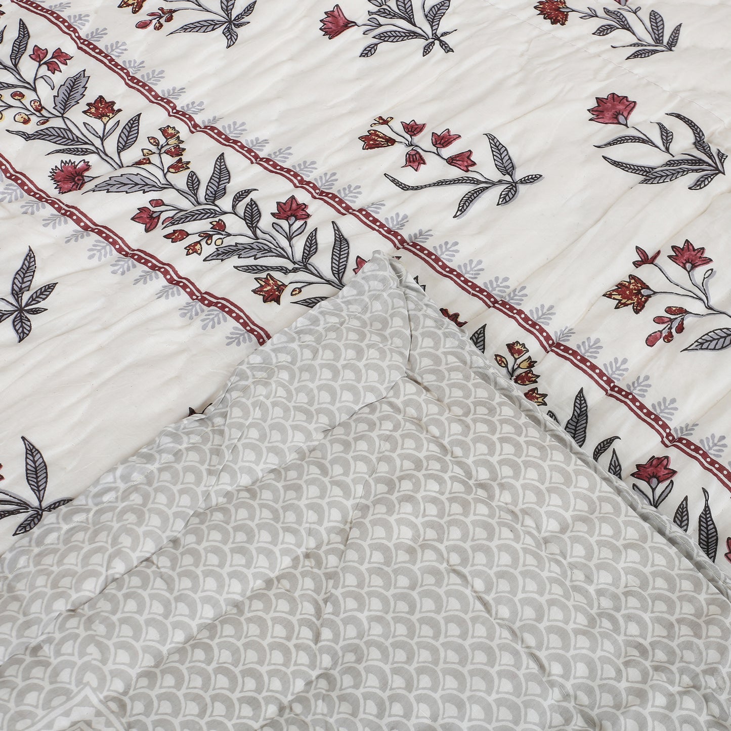 Block Print Soft Jaipuri Razai Quilt- 4