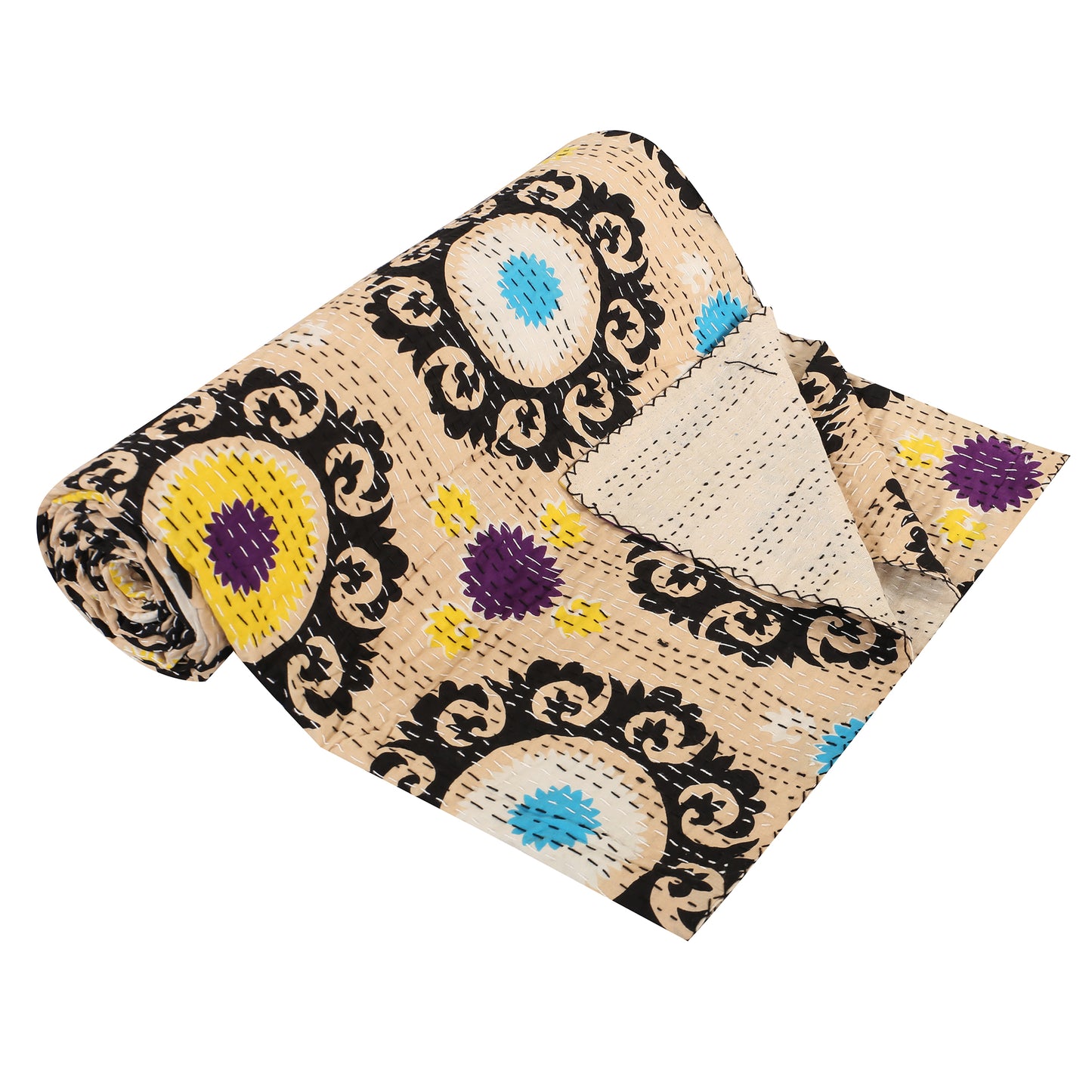 Hand Quilted Kantha Bedcover- Sujaani