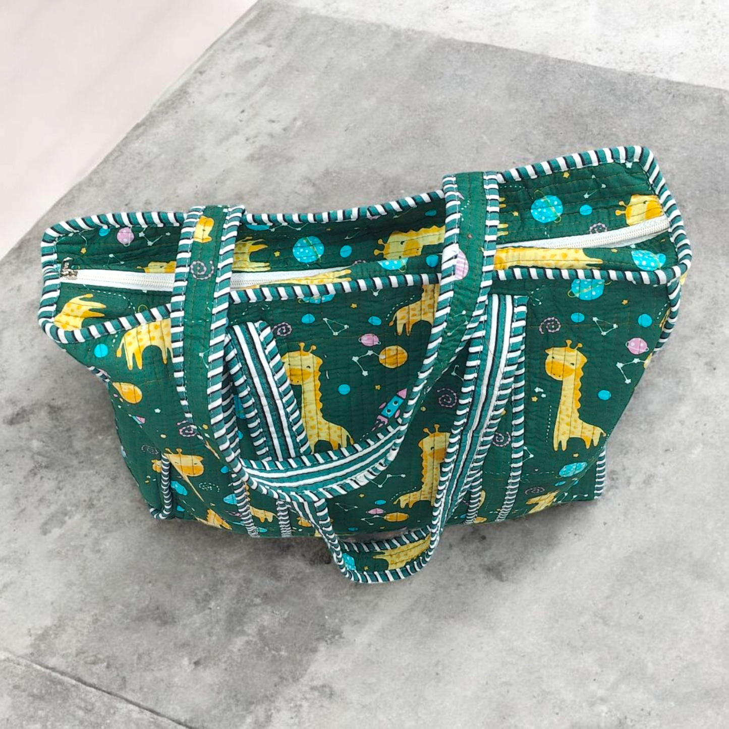 Quilted Tote Bag with zip- Galaxy