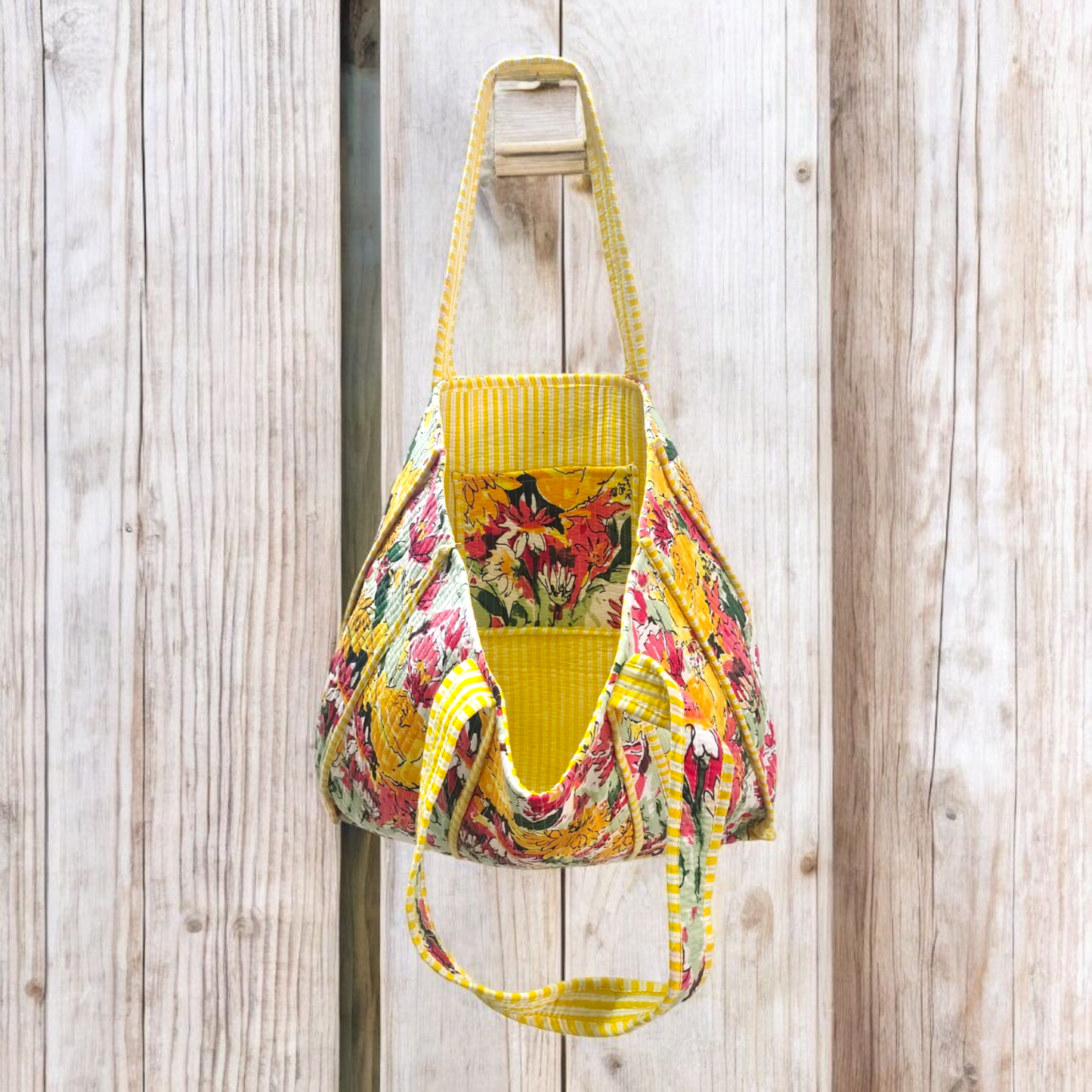Handmade Quilted Tote Bag- Joy of Yellow