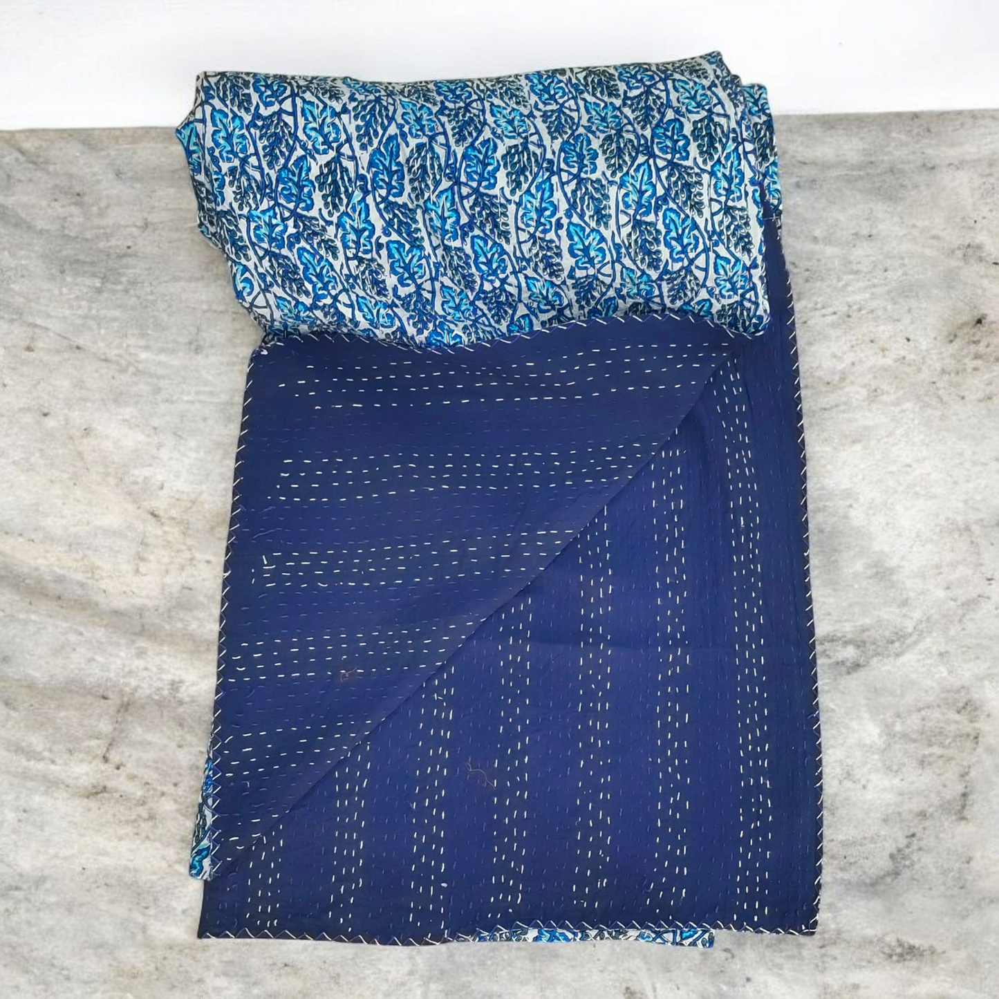 Hand Quilted Kantha Bedcover-