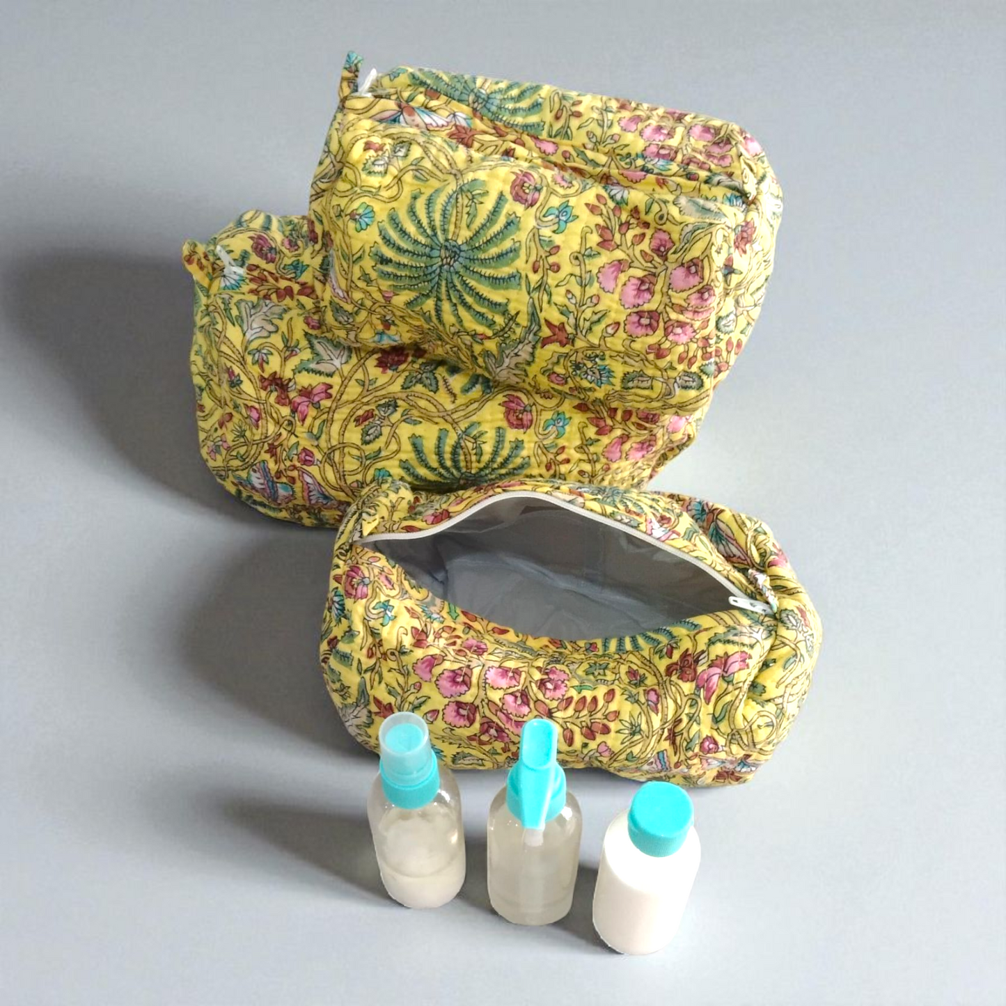 Vanity bag/ toiletry bag set of 3- Sunshine
