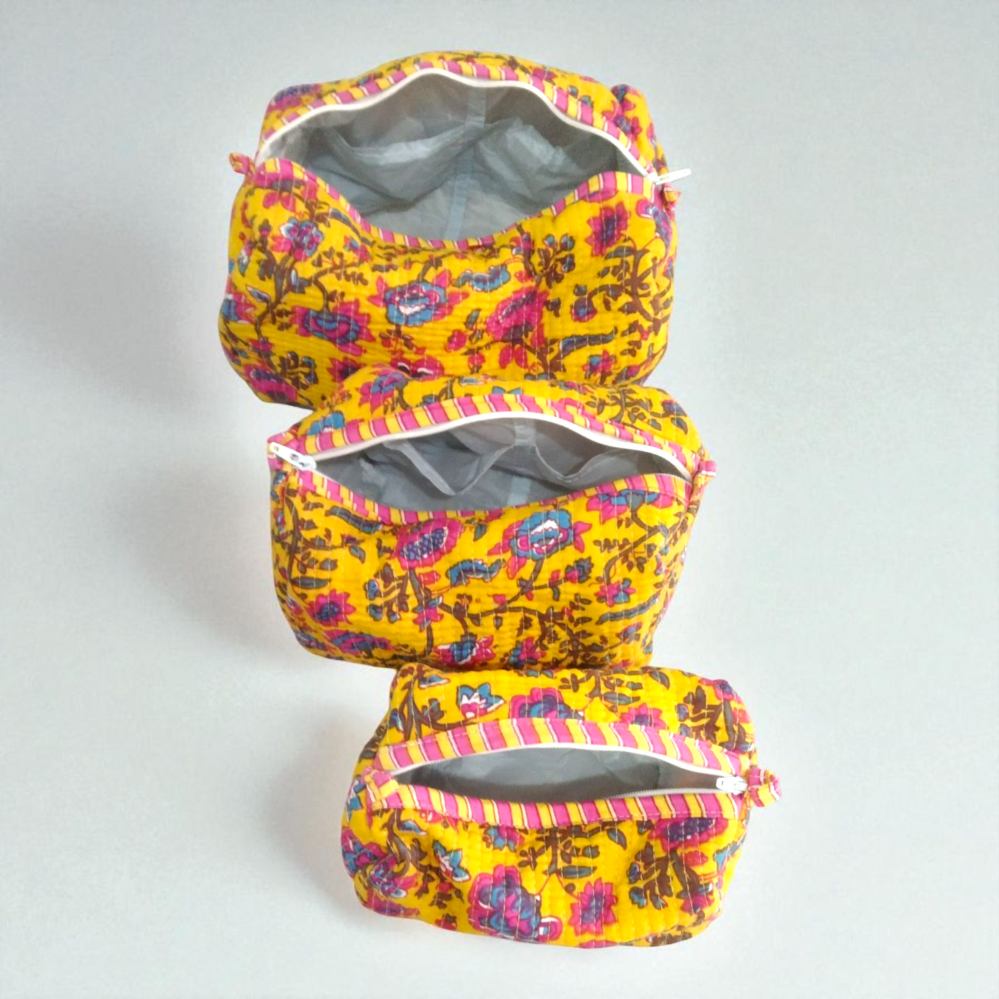 Vanity bag/ toiletry bag set of 3- Marigold