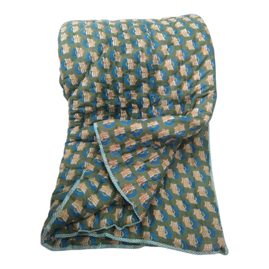 Teal Cotton cambric single Quilt
