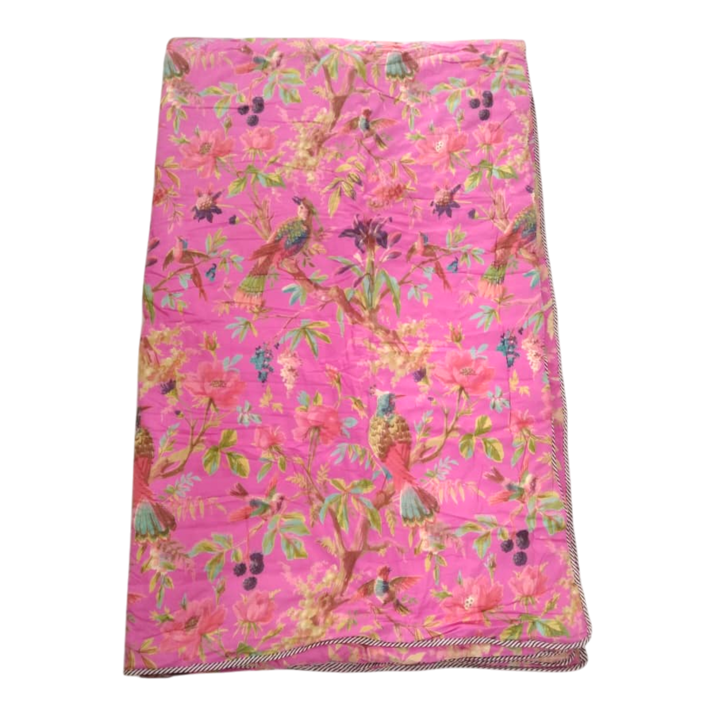 Pink Birds of Paradise Cotton cambric single Quilt