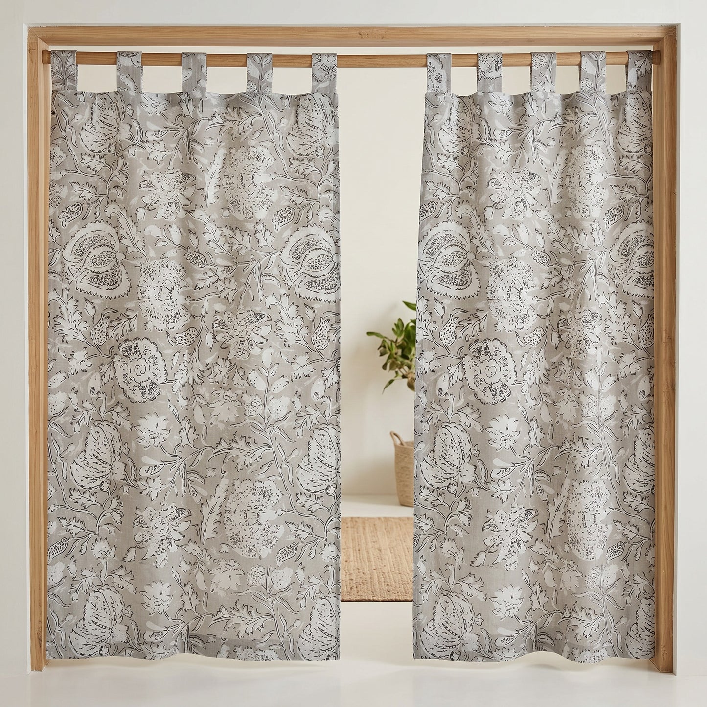 Soft Pastel Cotton Cambric Curtain Pair