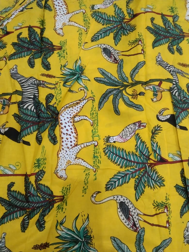 Jungle African Wildlife Cotton cambric 44 inches width Fabric per meter