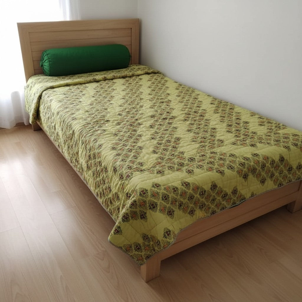 Lime Green Cotton Rayon single Quilt