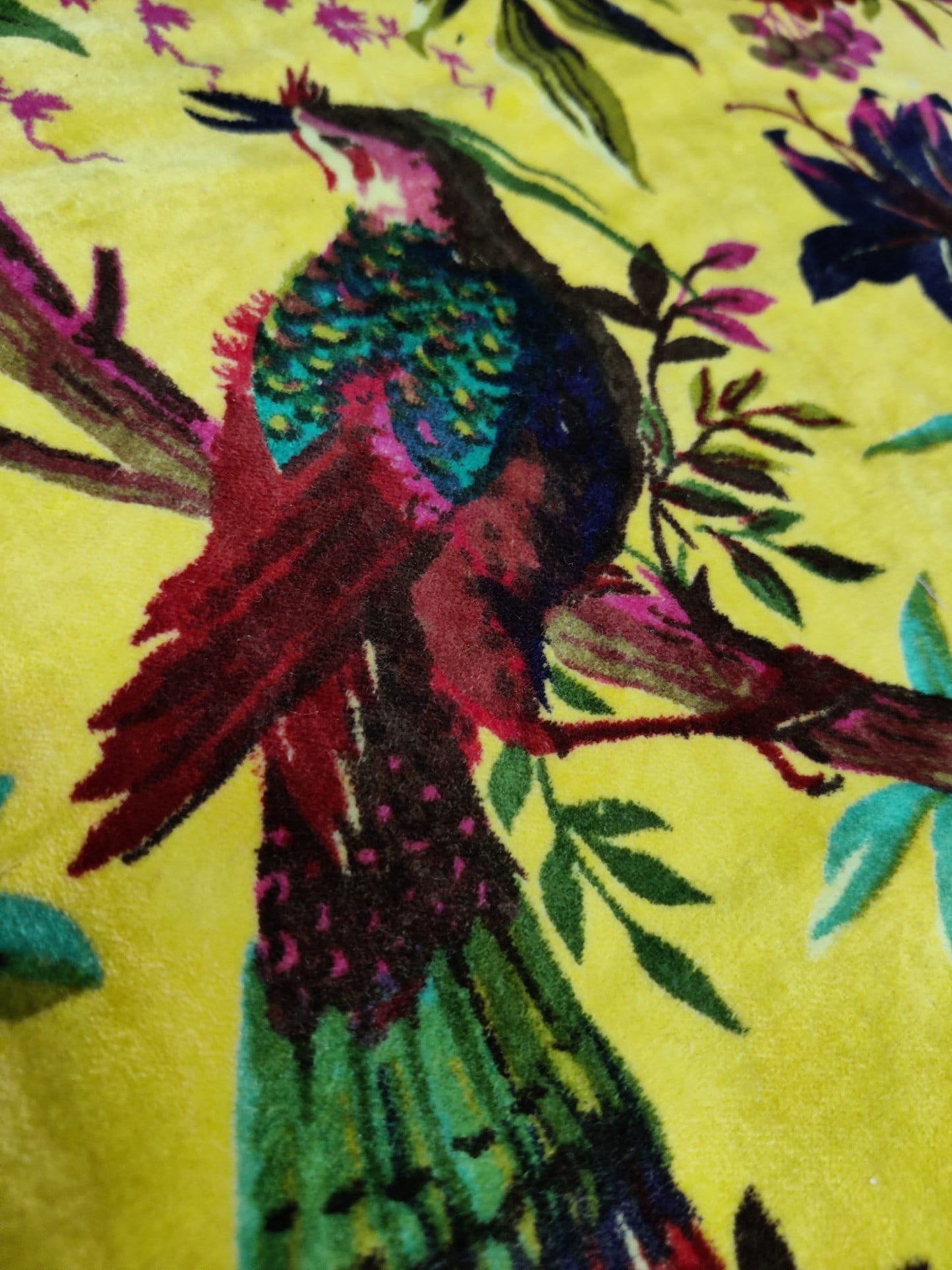 Cotton Velvet Fabric for Upholstery / DIY/ Dresses -Birds of Paradise Yellow