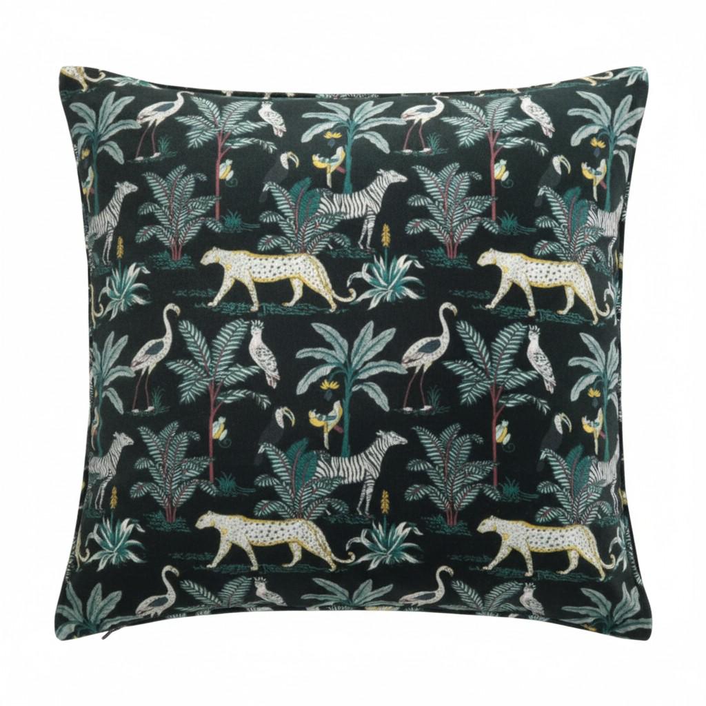 limited time holiday sale Jungle Velvet Cushion Cover- Black