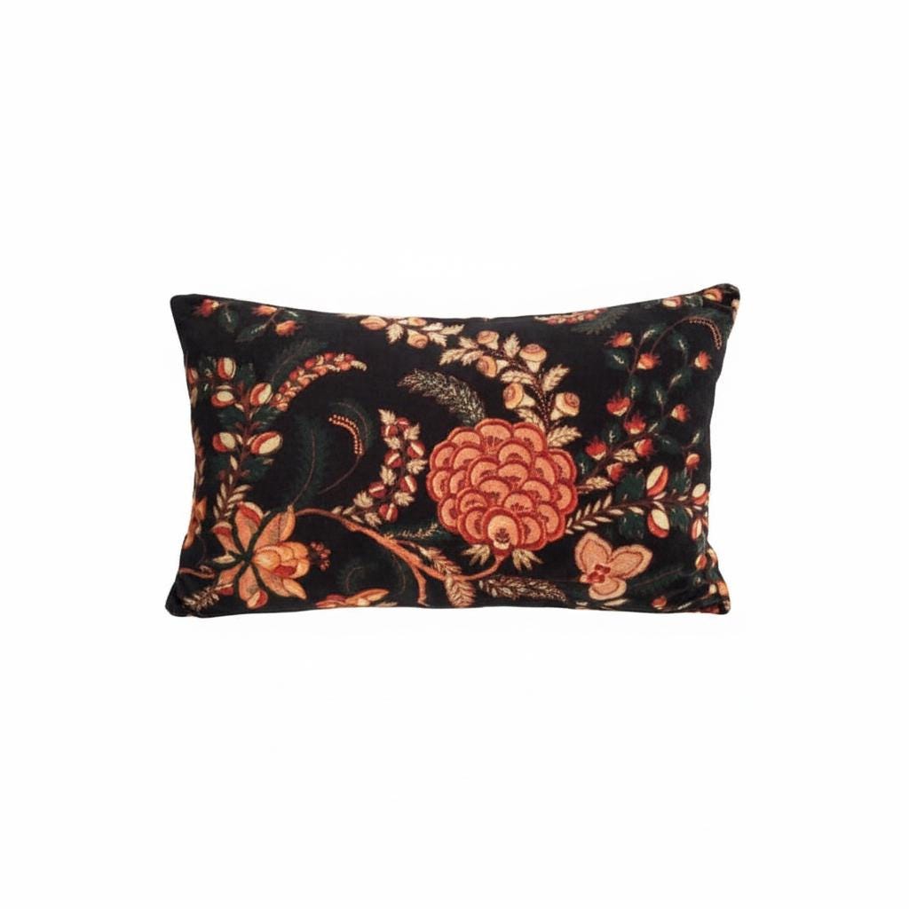 Cotton Velvet Cushion Cover 30 x 50 cm printed Velvet vintage mukut 2 Zipper Closure