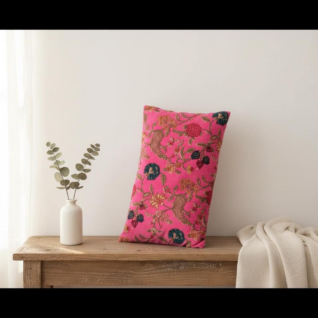 Cotton Velvet Cushion Cover 30 x 50 cm printed Velvet classic kishori Zipper Closure