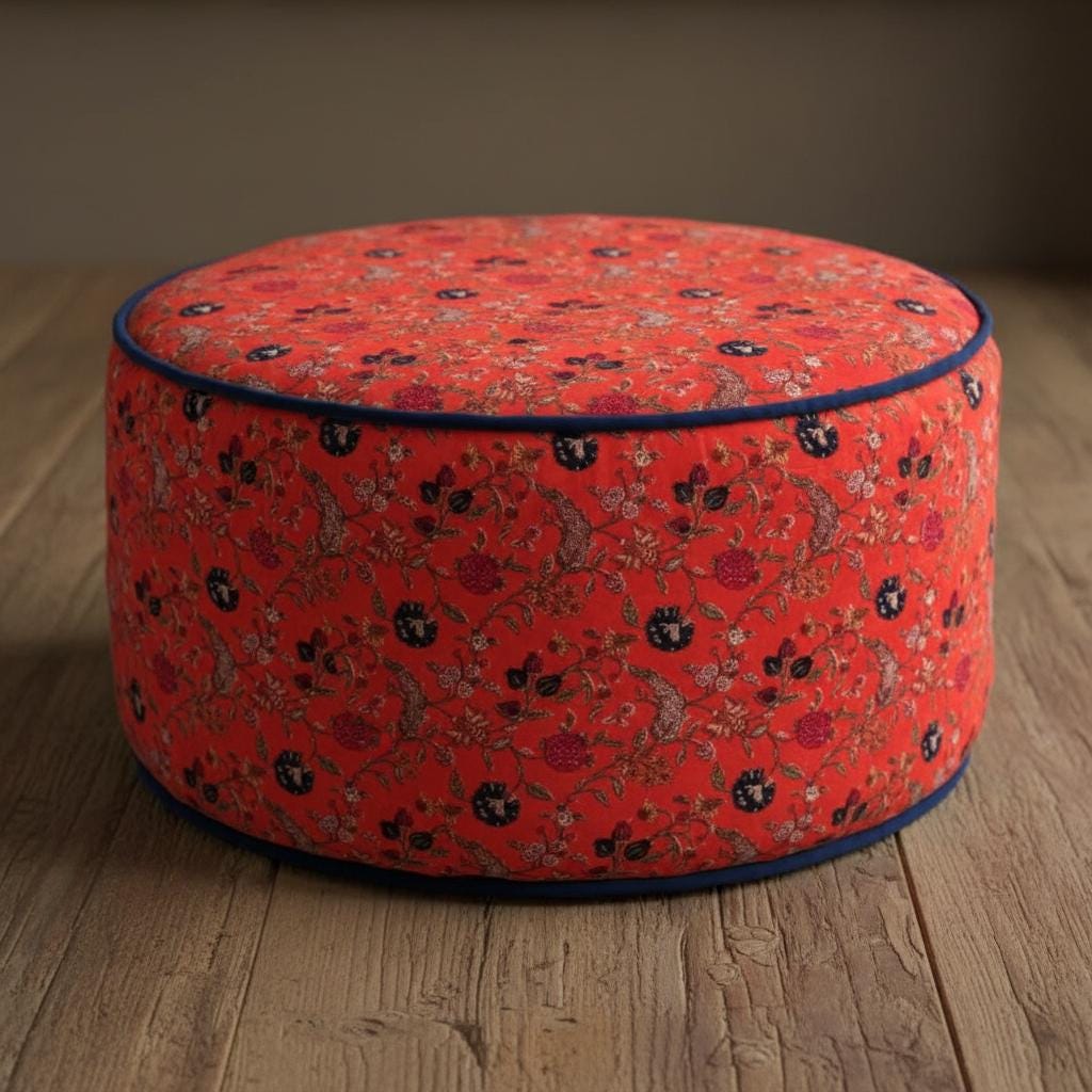Classic Kishori Print Ottoman Cover / Pouf Cover