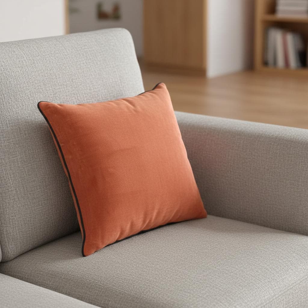 Cotton Velvet Cushion Cover – Rust Orange | 45 x 45 cm | Zipper Closure