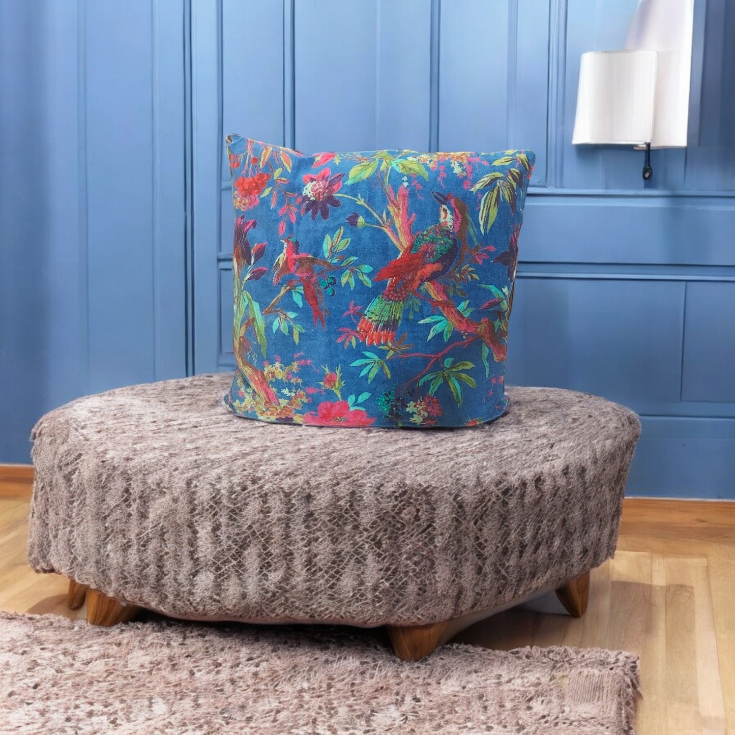 18" Blue Birds Velvet Cushion Cover-Sale