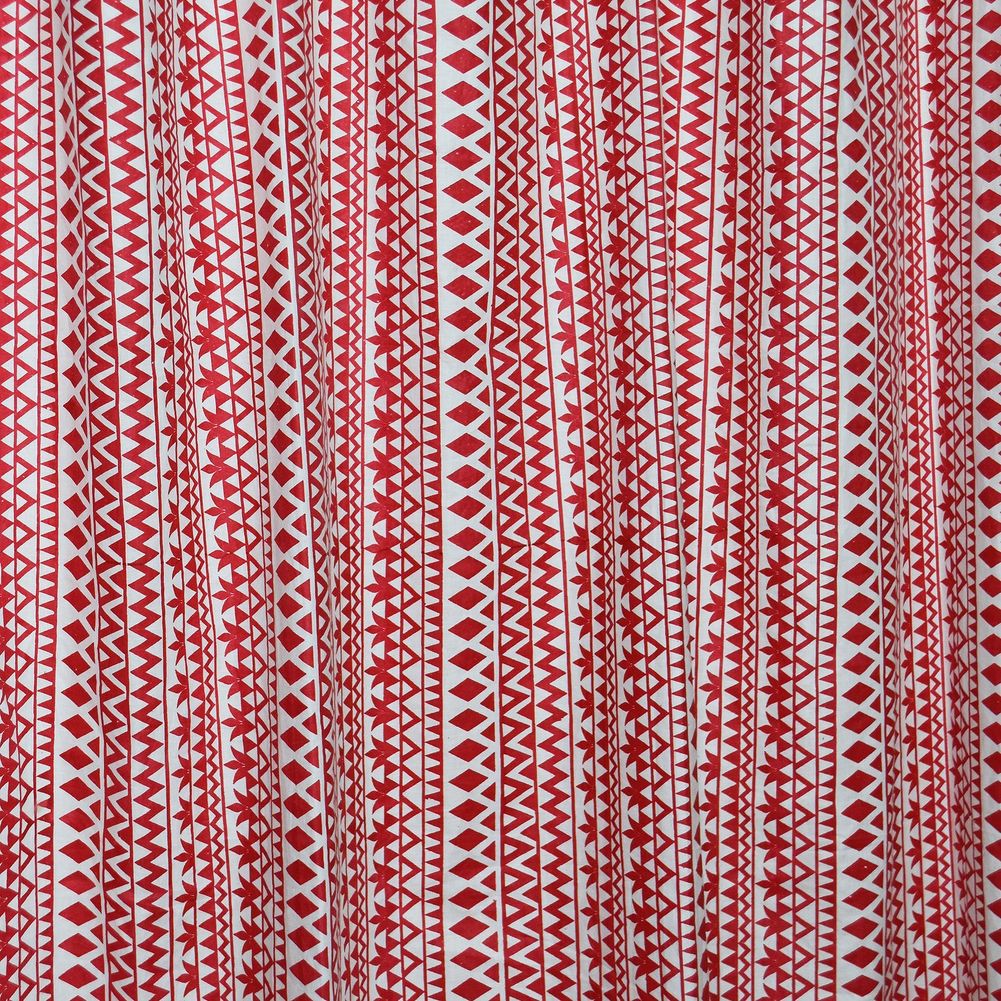 Border Print Camrik Pair of curtain -Red - The Teal Thread