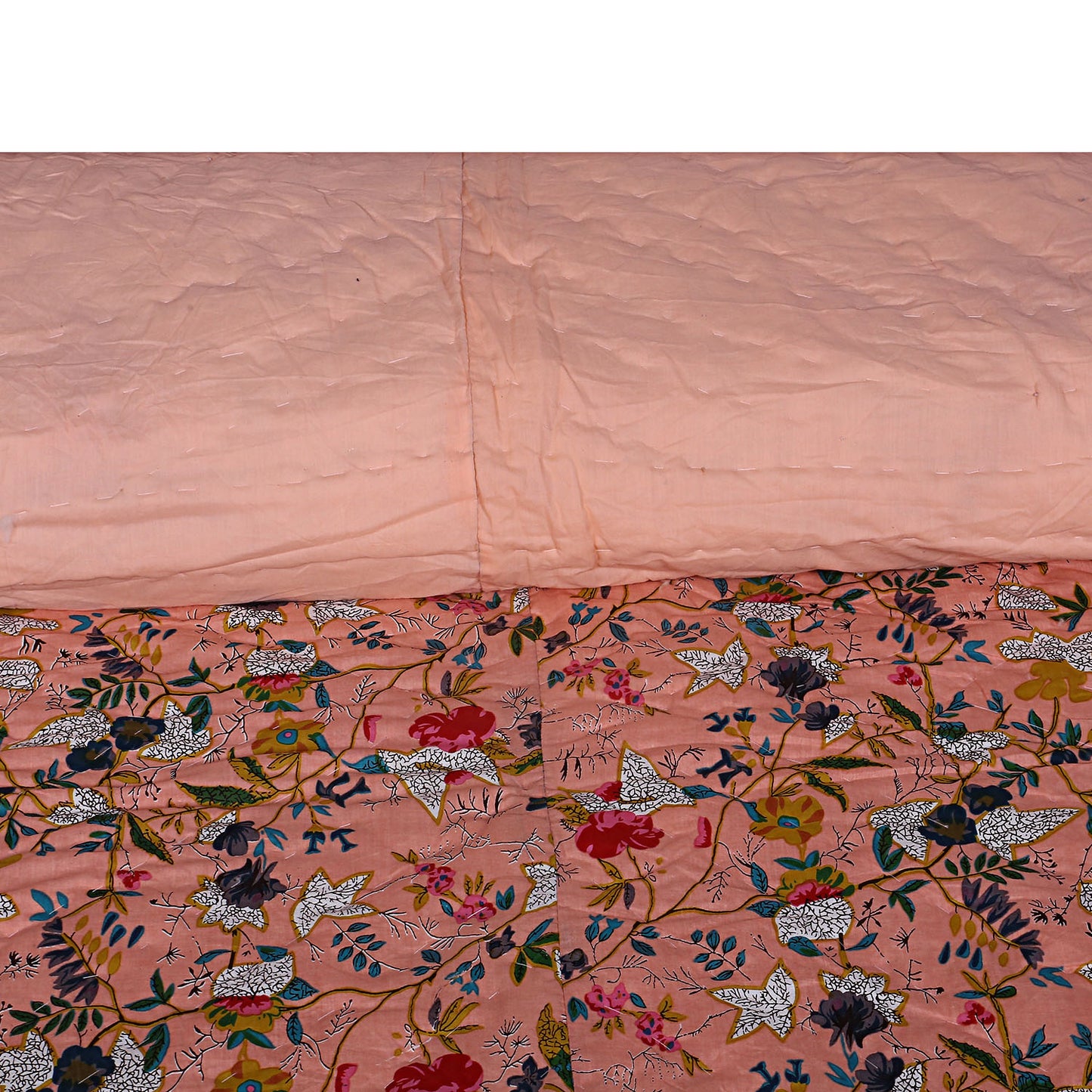 Floral Jaipuri Razai Peach - The Teal Thread