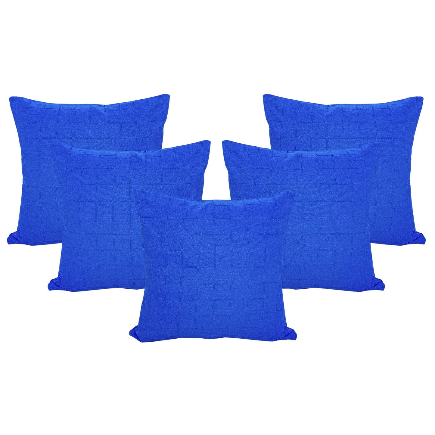 18" Blue Checkered Cotton Cushion Cover - The Teal Thread