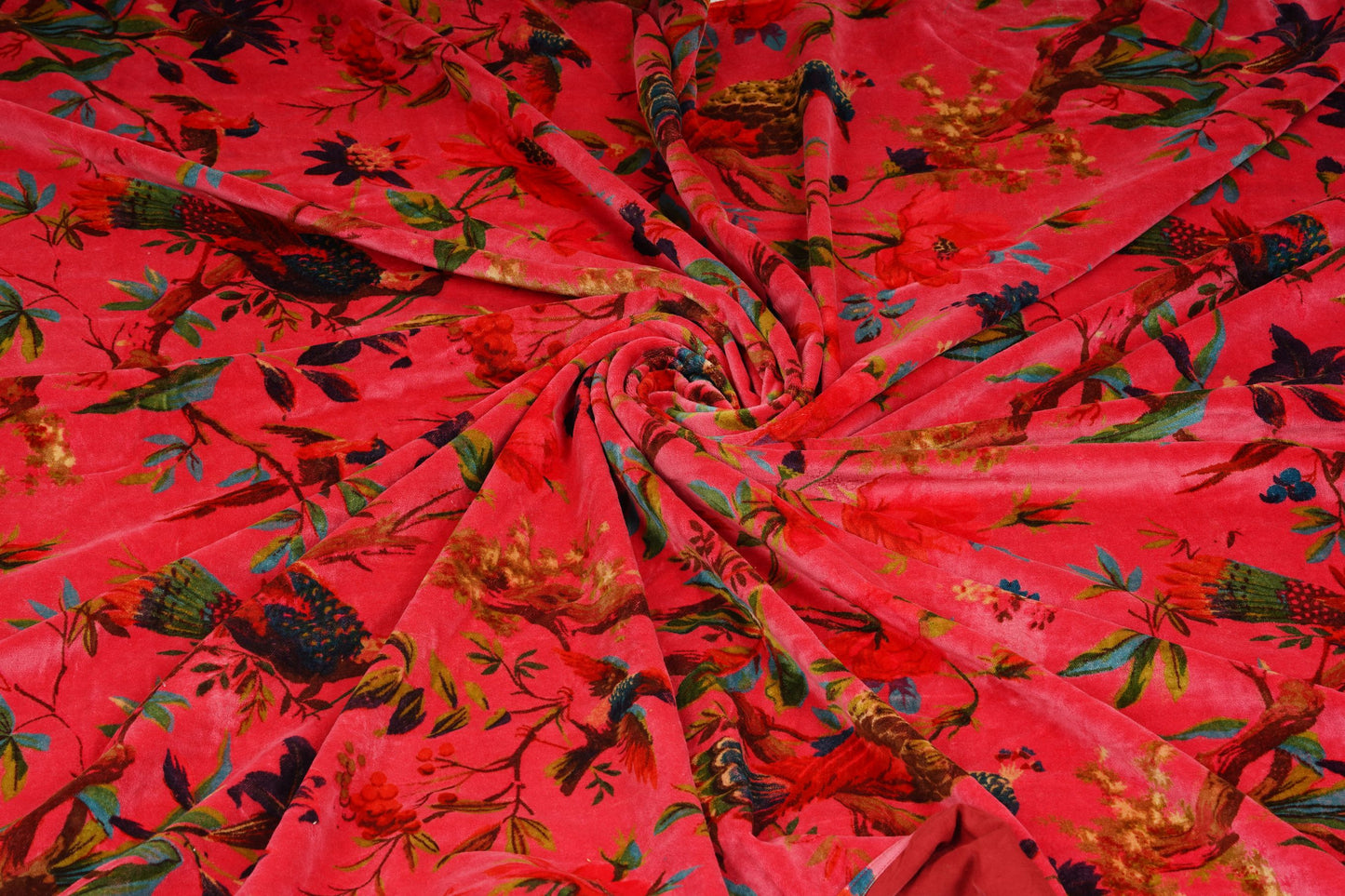 Birds of Paradise Velvet Sofa throw only- Orange - The Teal Thread