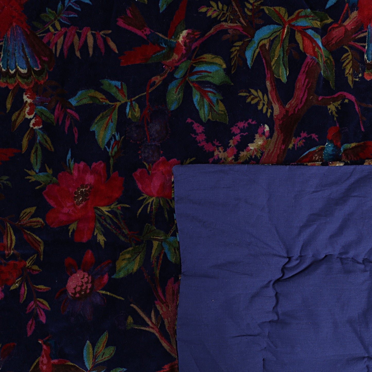 Birds of Paradise Cotton Velvet Quilt - Royal Blue - The Teal Thread