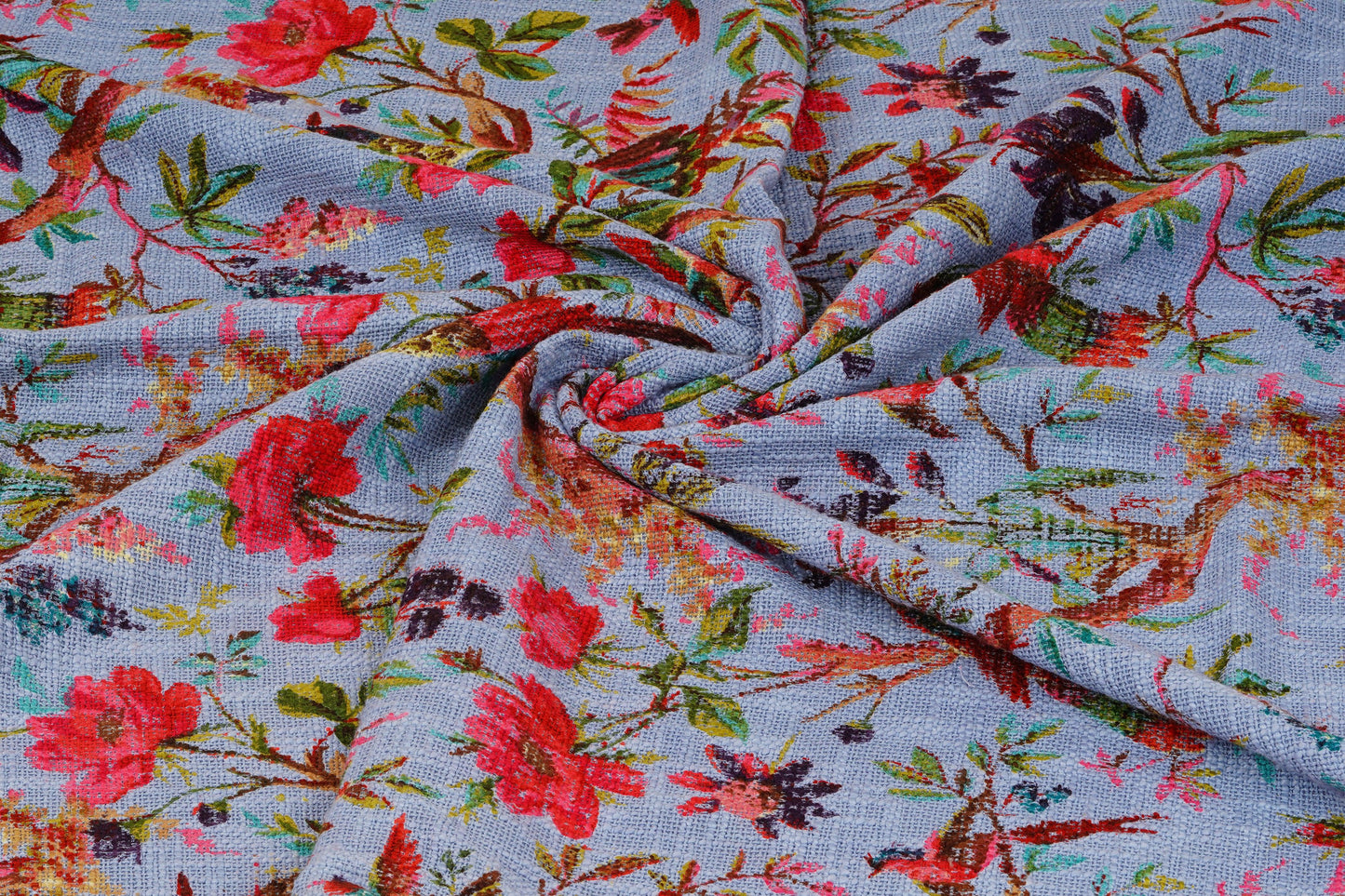 Birds of Paradise TNT Slub Sofa throw- Blue - The Teal Thread