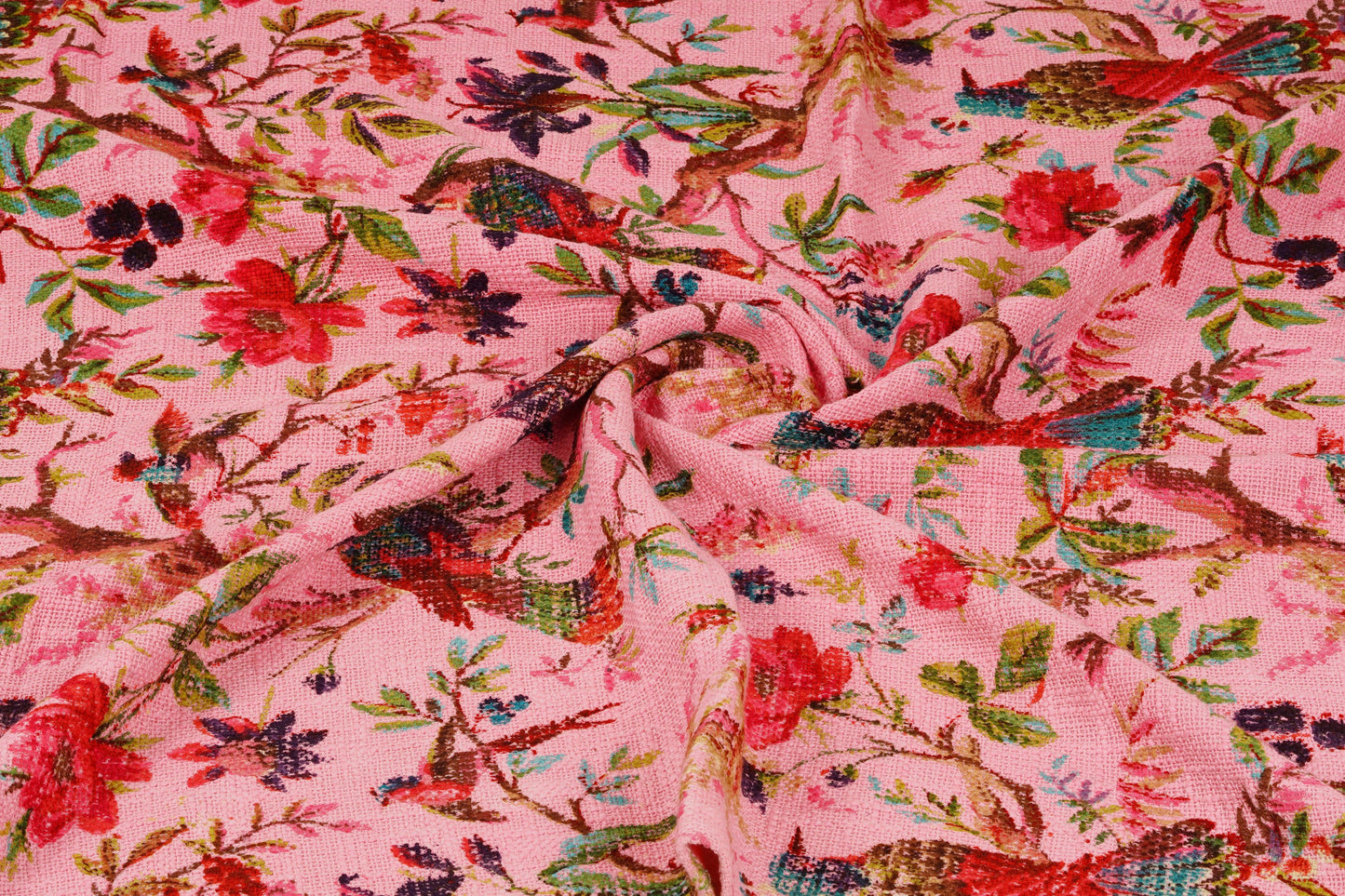 Birds of Paradise TNT Slub Sofa throw- Pink - The Teal Thread