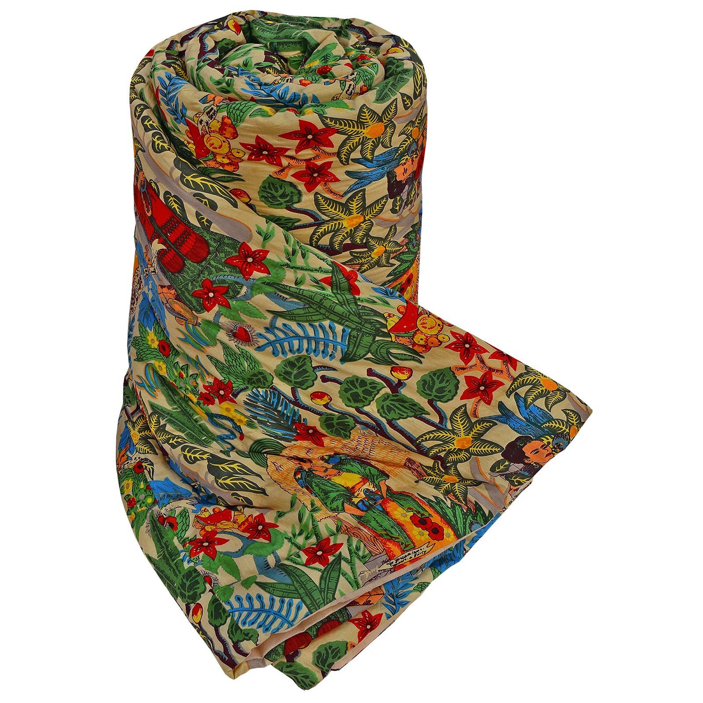 Frida Kahlo Print Razai Yellow - The Teal Thread