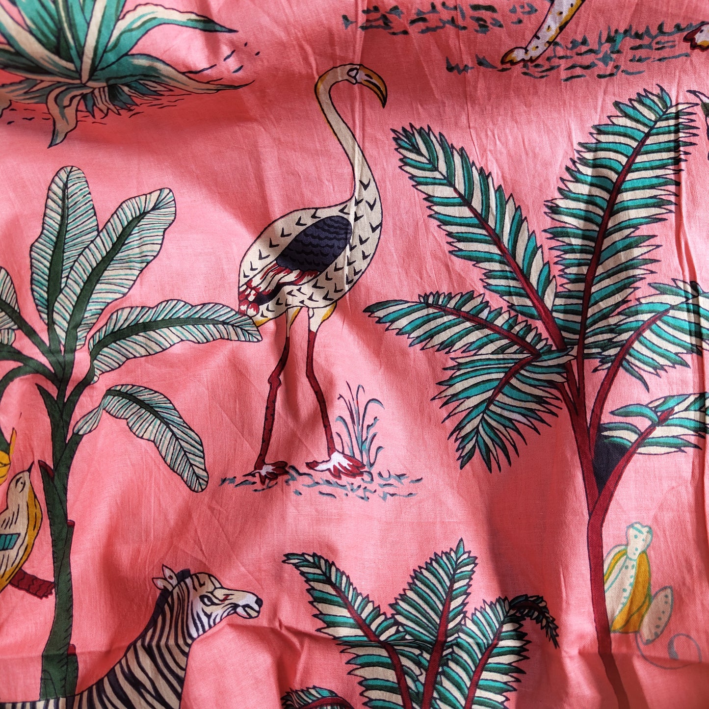 Jungle Panther Peach Color Cotton cambric 44 inches width Fabric per meter