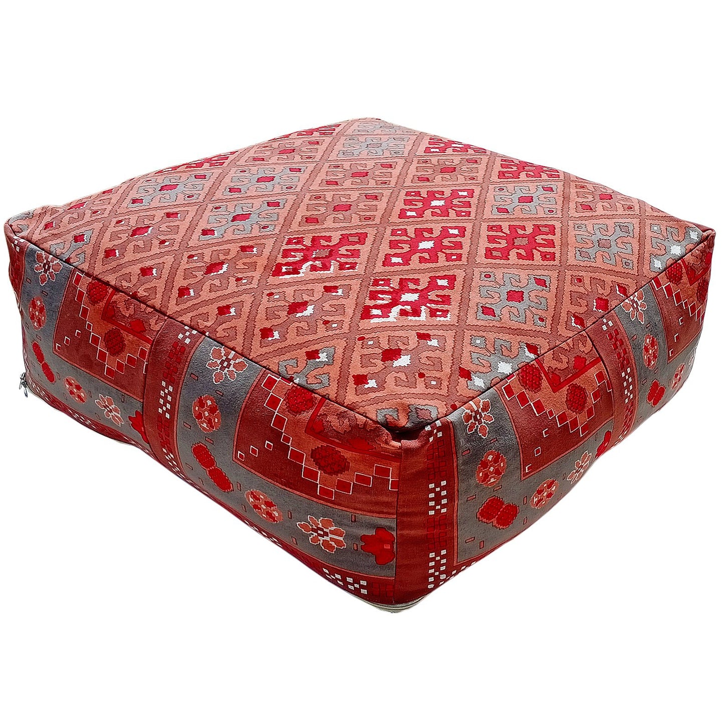 Red Canvas Ottoman / bean bag - The Teal Thread