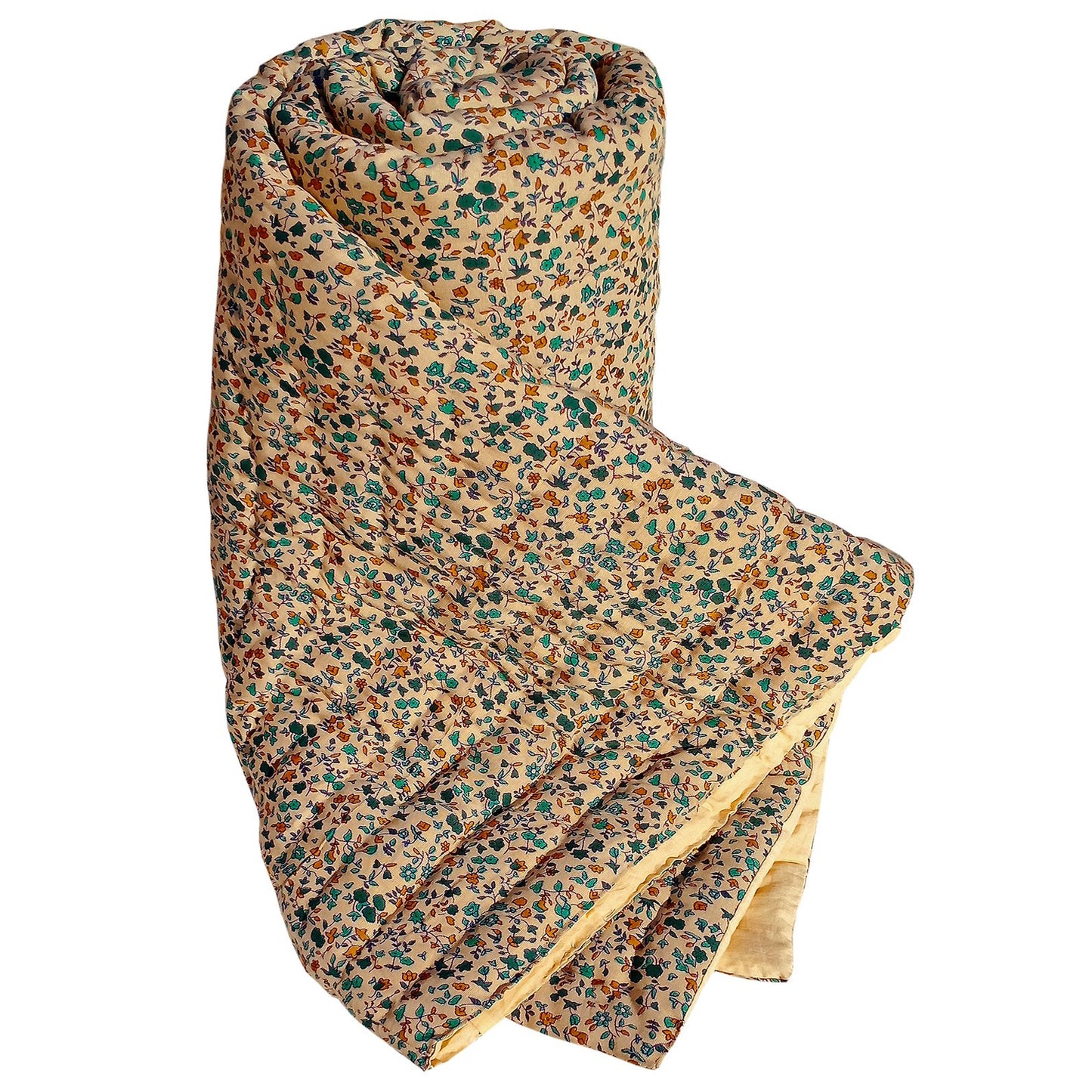 Floral Rayon Razai Yellow Blue - The Teal Thread