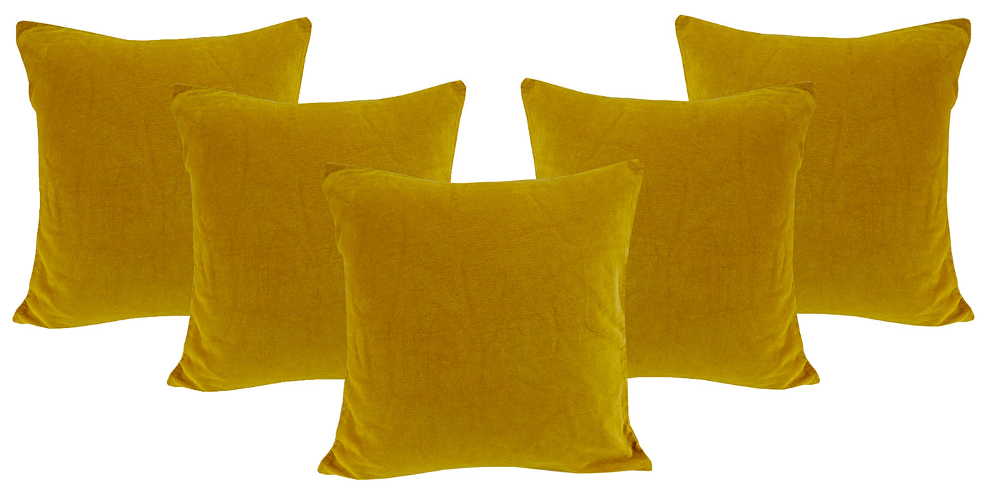 Solid Mustard Yellow Velvet Cushion Cover - The Teal Thread