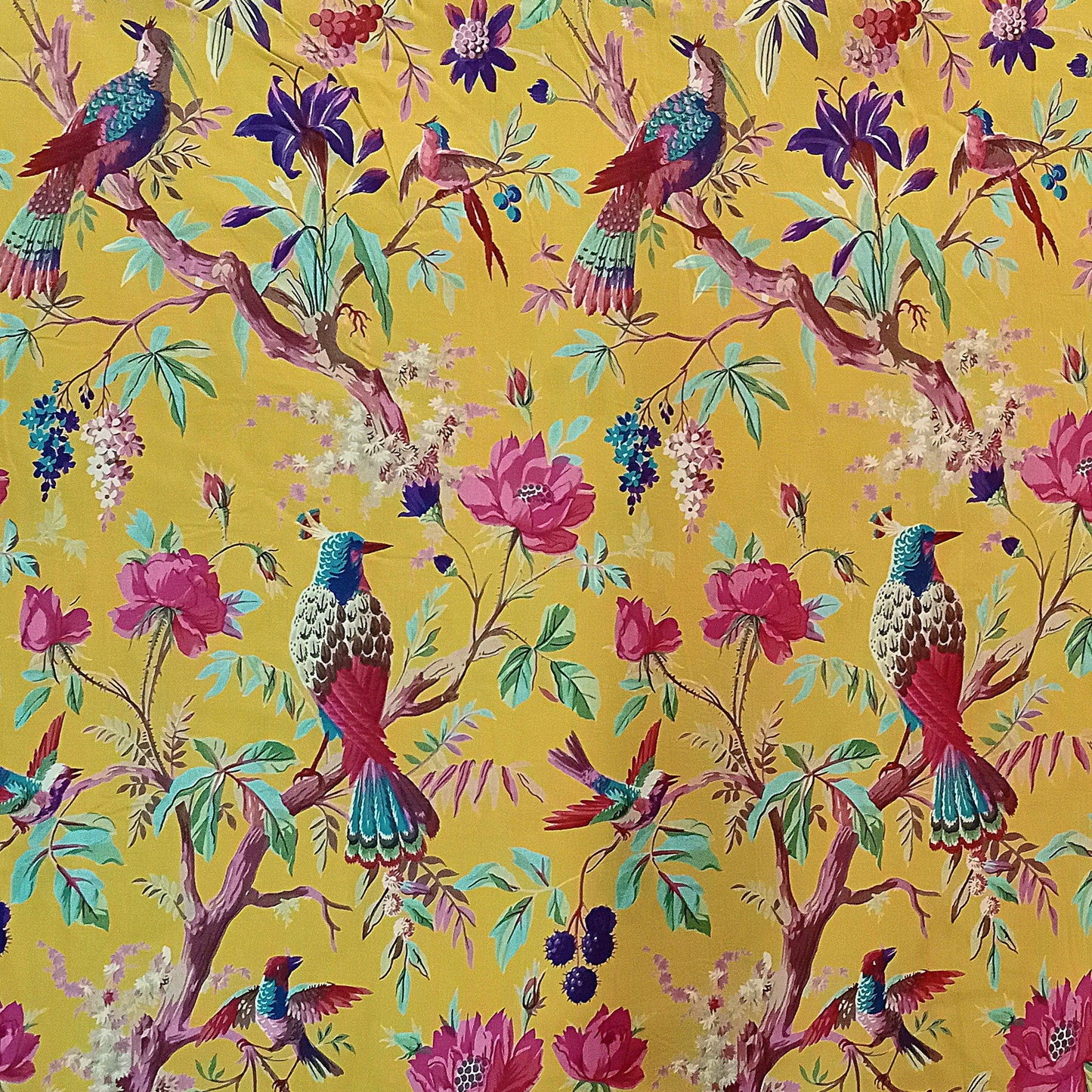 Birds of Paradise Yellow width 44 inches - The Teal Thread