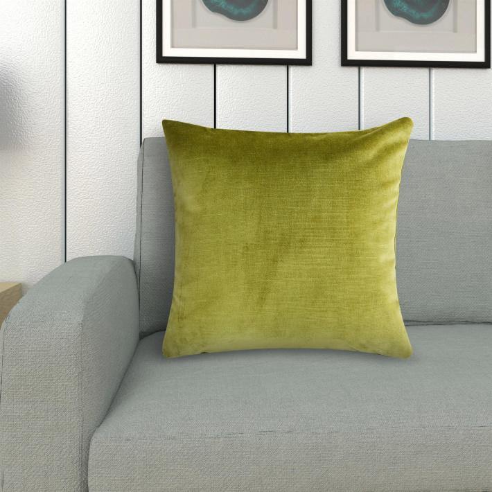 Solid Parrot Green Velvet Cushion Cover