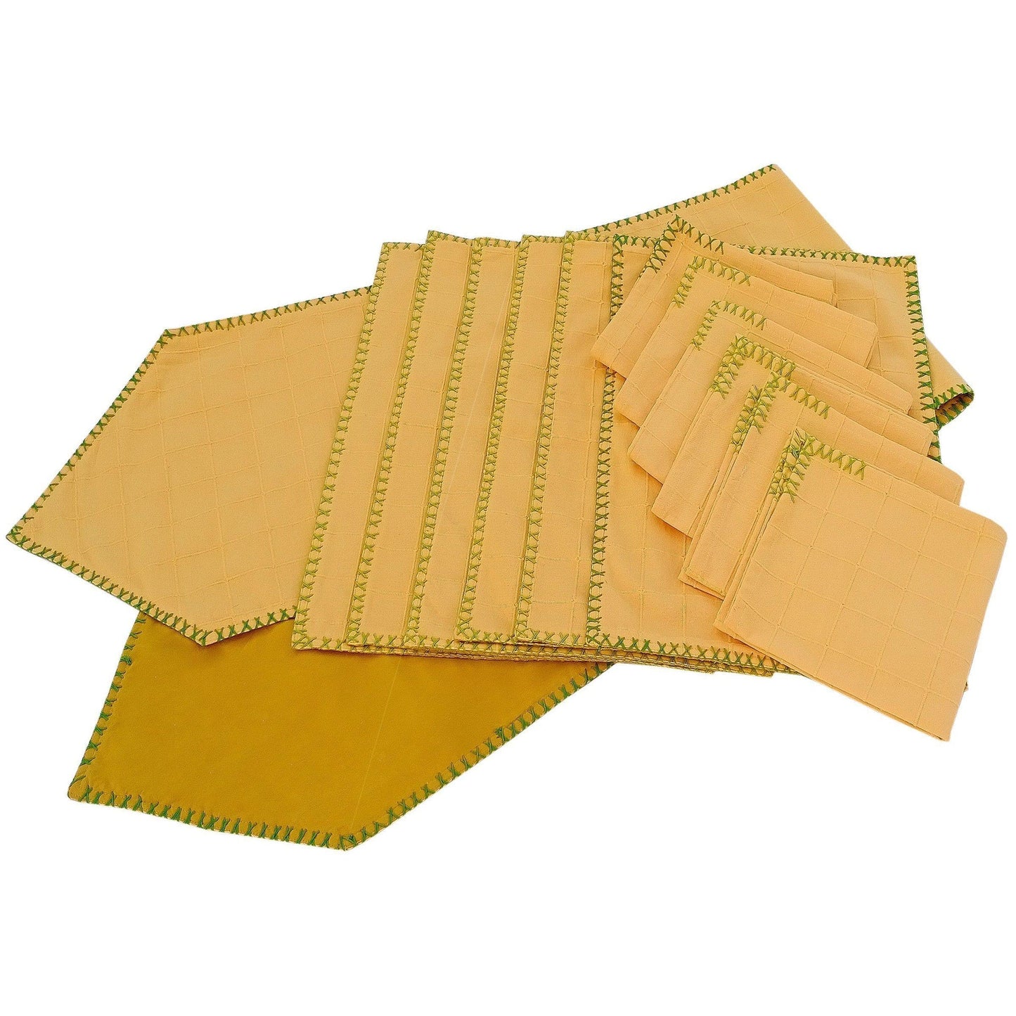 Runner, Mat, Napkin Set of 8 - Yellow Checks - The Teal Thread