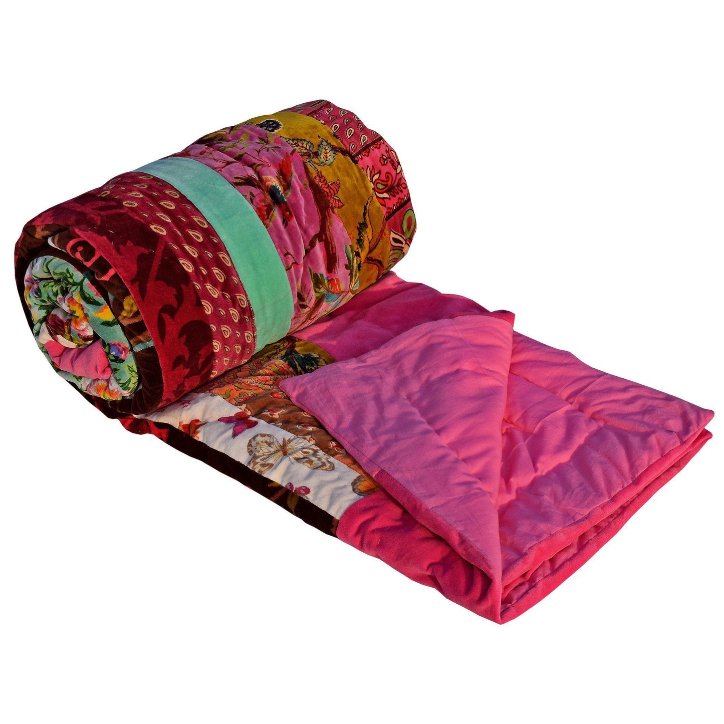 Velvet Patchwork Quilt Single - The Teal Thread