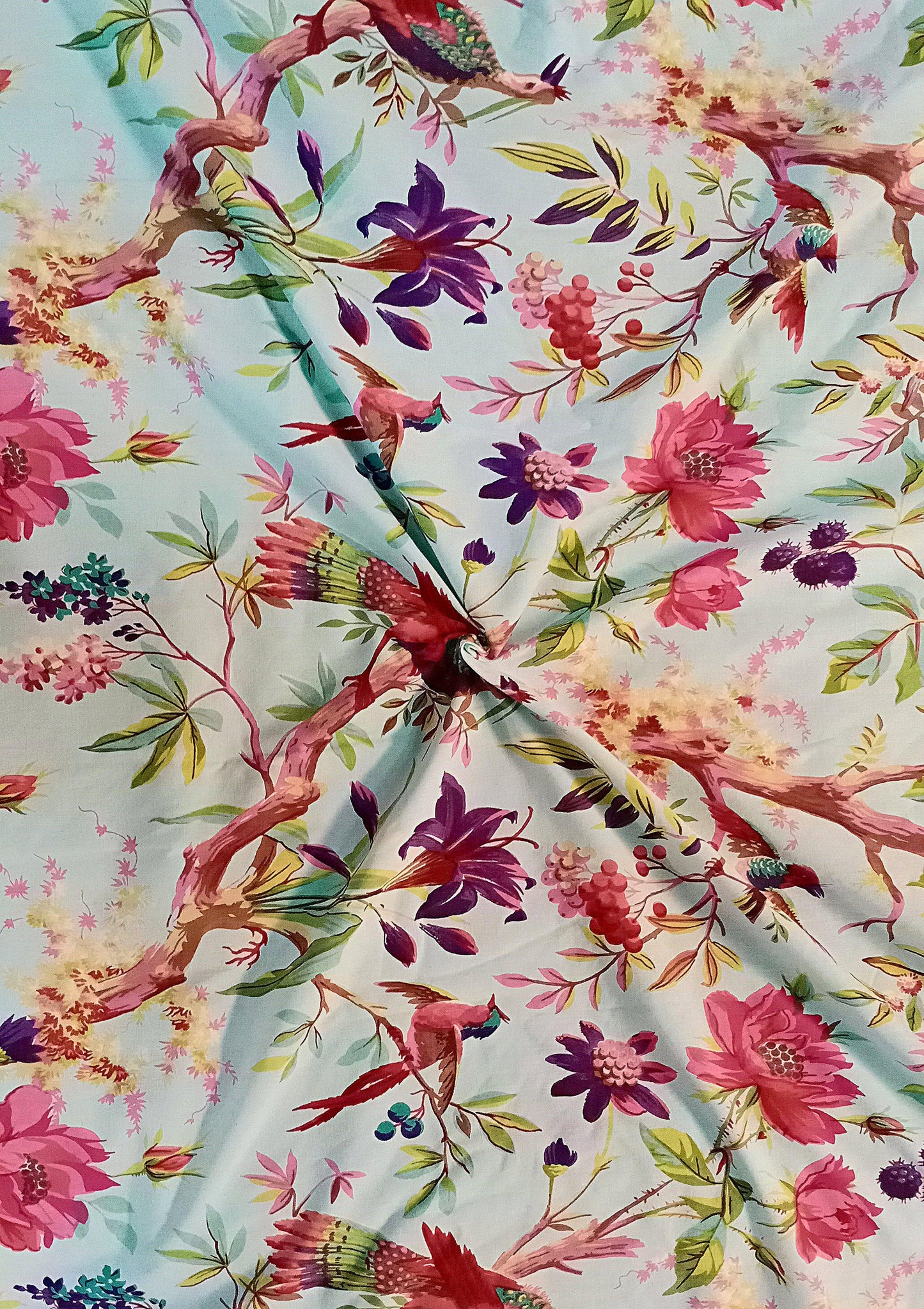 Birds of Paradise Cotton Cambric light blue width 44 inches Fabric per meter