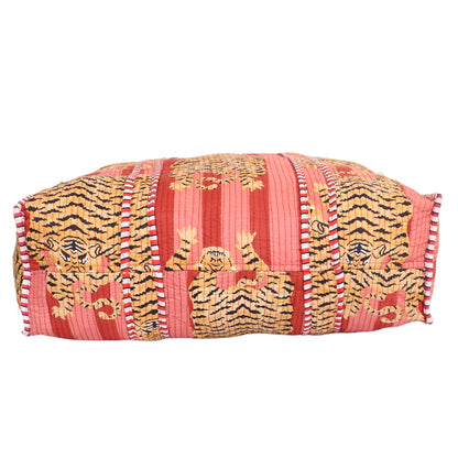 Handmade Quilted Tote Bag - Disco Tiger Orange