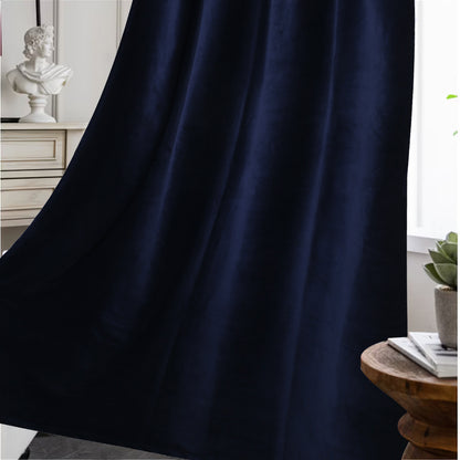 Solid Color Velvet Fabric for Upholstery- Navy Blue