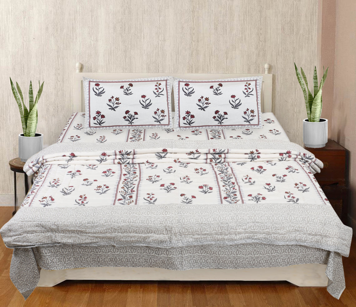 Block Print Soft Jaipuri Razai Quilt- 4