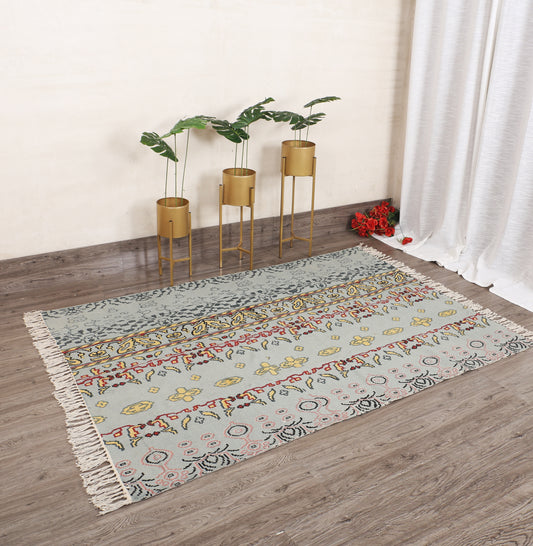 Large Grey Cotton Area Rug