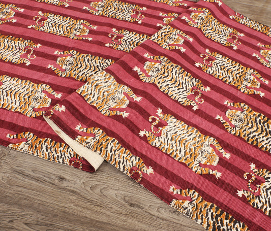 Cotton Area Rug Printed -Tiger Stripes Magenta