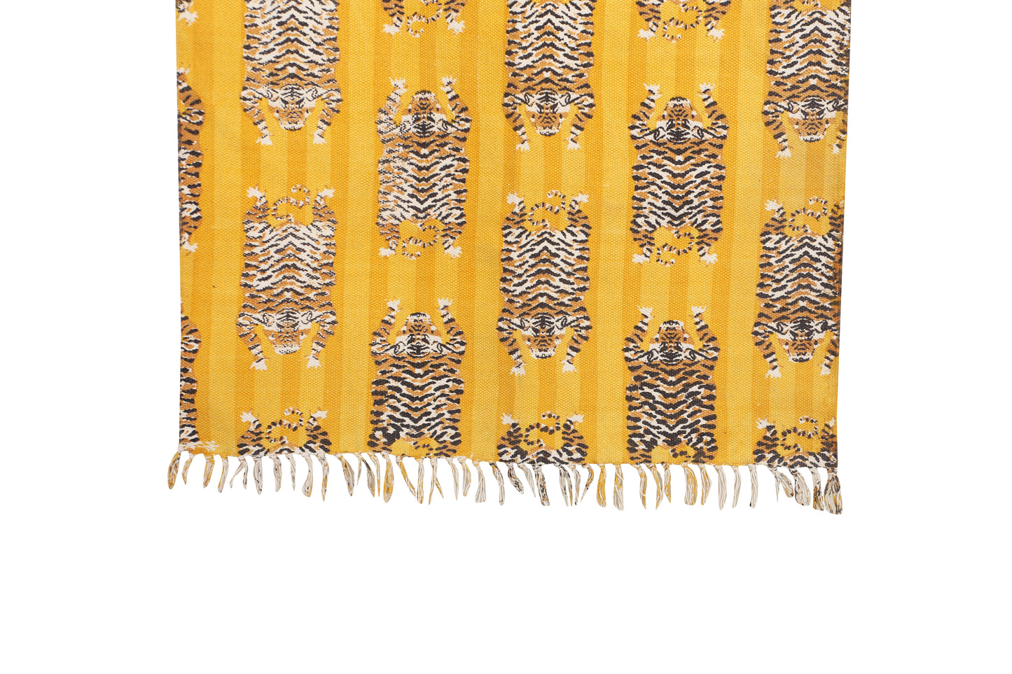 Cotton Area Rug Printed -Tiger Stripes Mustard