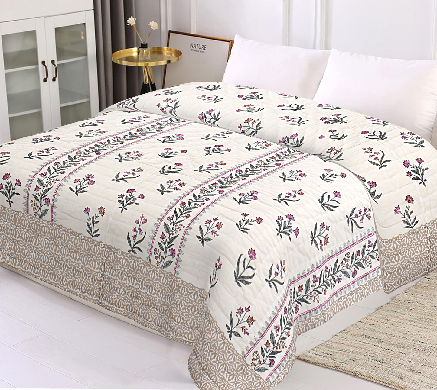 Block Print Soft Jaipuri Razai Quilt- 5