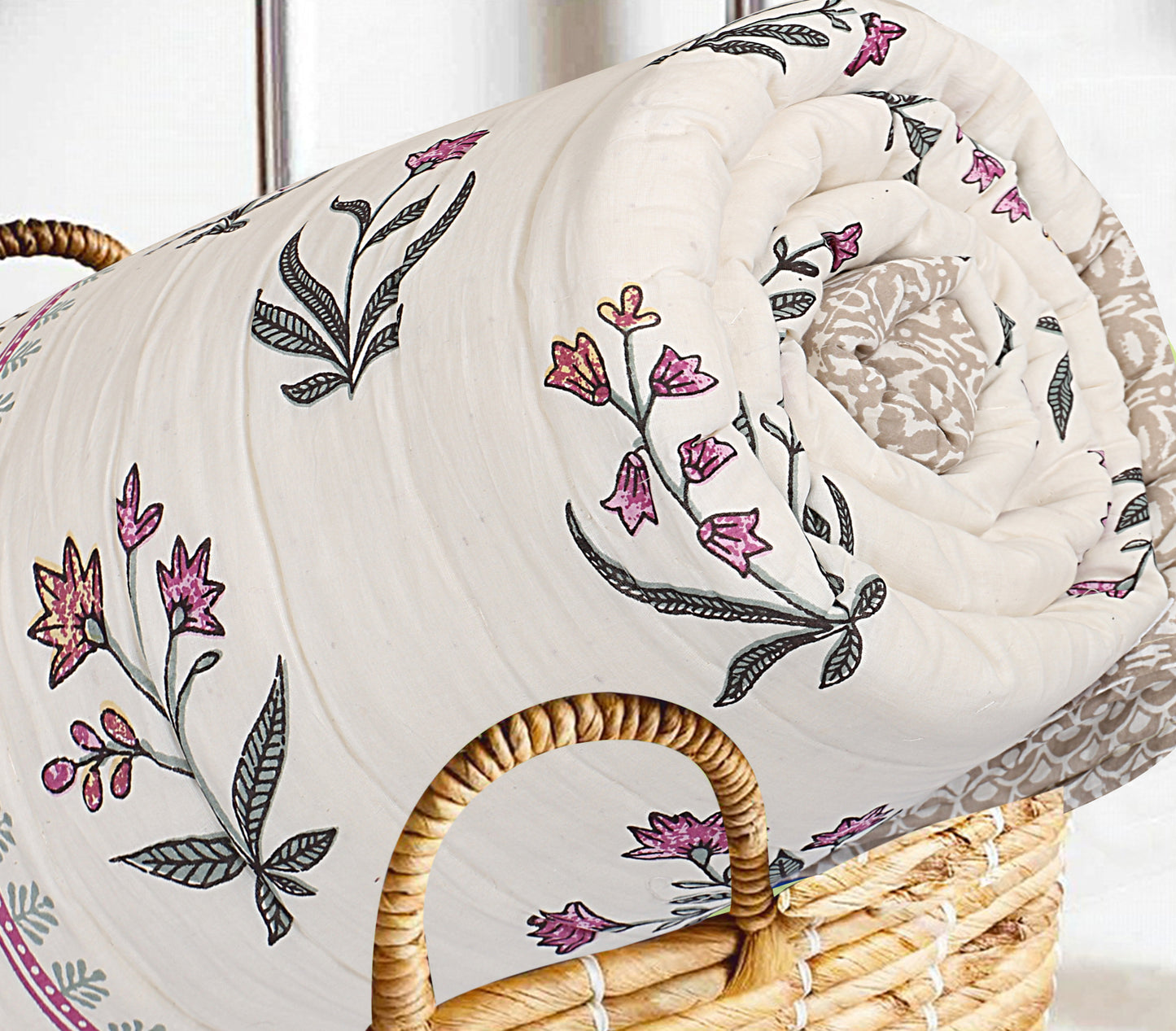 Block Print Soft Jaipuri Razai Quilt- 5
