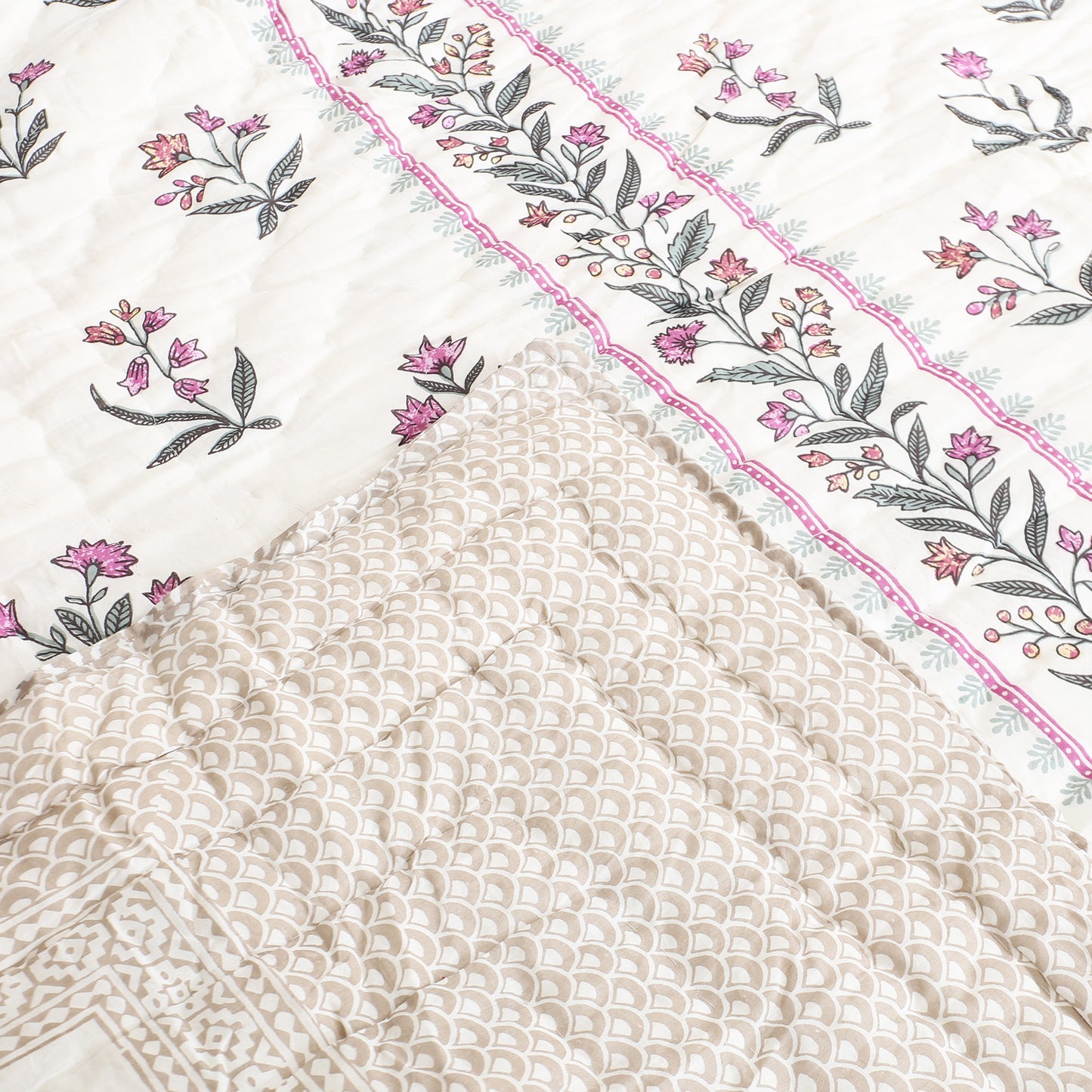 Block Print Soft Jaipuri Razai Quilt- 5