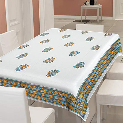 6/8 Seater Green Yellow Motif Dining Table Cover