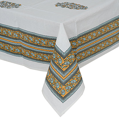6/8 Seater Green Yellow Motif Dining Table Cover