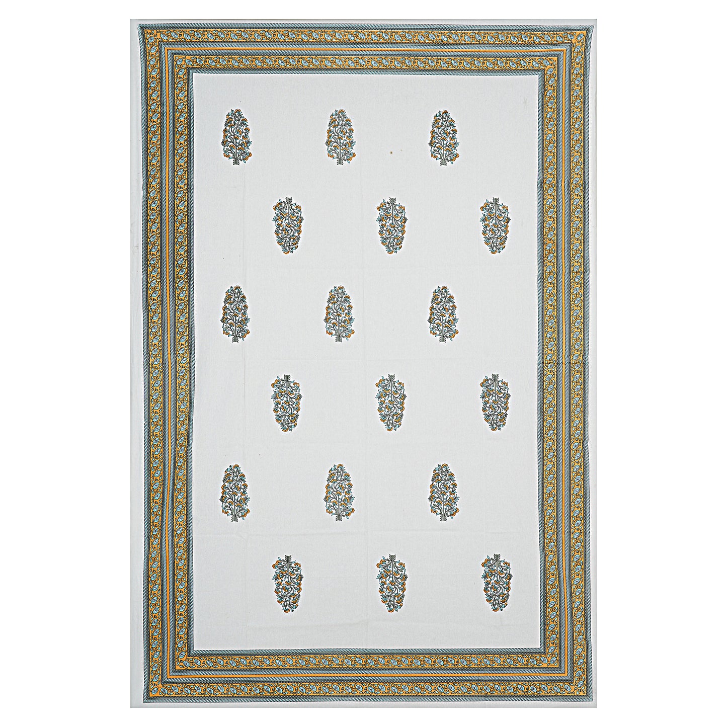 6/8 Seater Green Yellow Motif Dining Table Cover